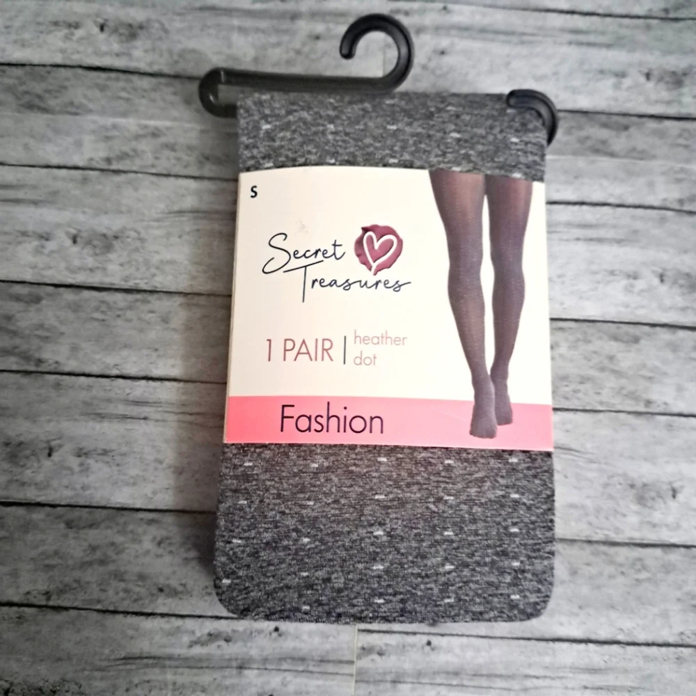 Lot of 3 Women's Secret Treasure Fashion Tights Black fishnet & Heather Dot Sz S